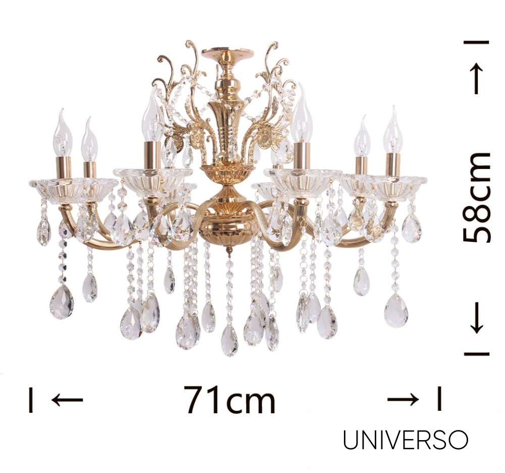 UNIVERSO Csillár 8 karos 8xE14 Max.40W D71x58cm arany
