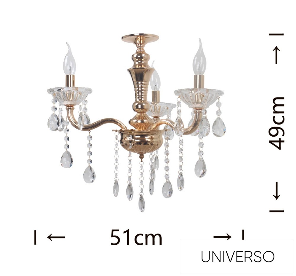 UNIVERSO Csillár 3 karos 3xE14 Max.40W D51x49cm arany