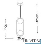 UNIVERSO Függeszték 2xG9 max.10w D200x500x1200mm IP20 Óarany 5év