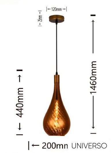 UNIVERSO Függeszték 1xE27 IP20 D200x1460mm amber