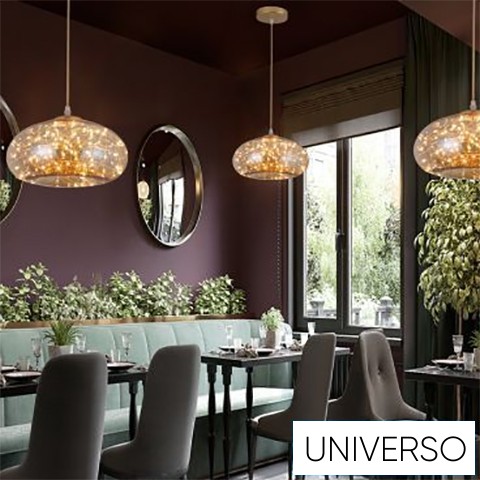 UNIVERSO Függeszték 10w 900lm 3000k 360° IP20 ∅280x150x1300mm amber