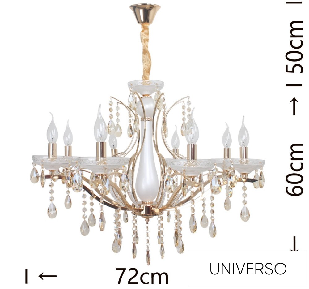 UNIVERSO Csillár 8 karos 8xE14 Max.40W D72x110cm arany