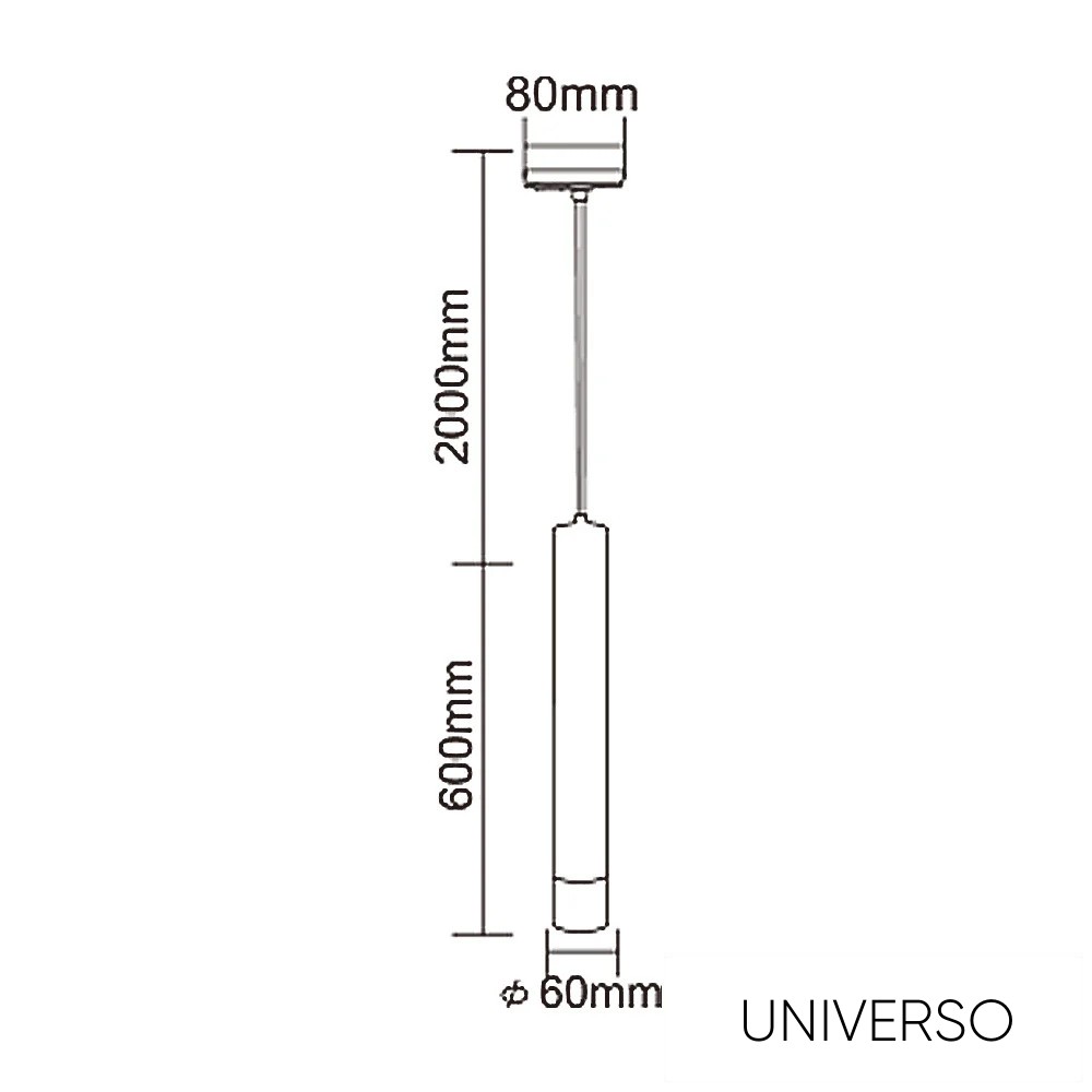 UNIVERSO Egyfázisú sínhez Függeszték GU10 max.60w 600mm fehér