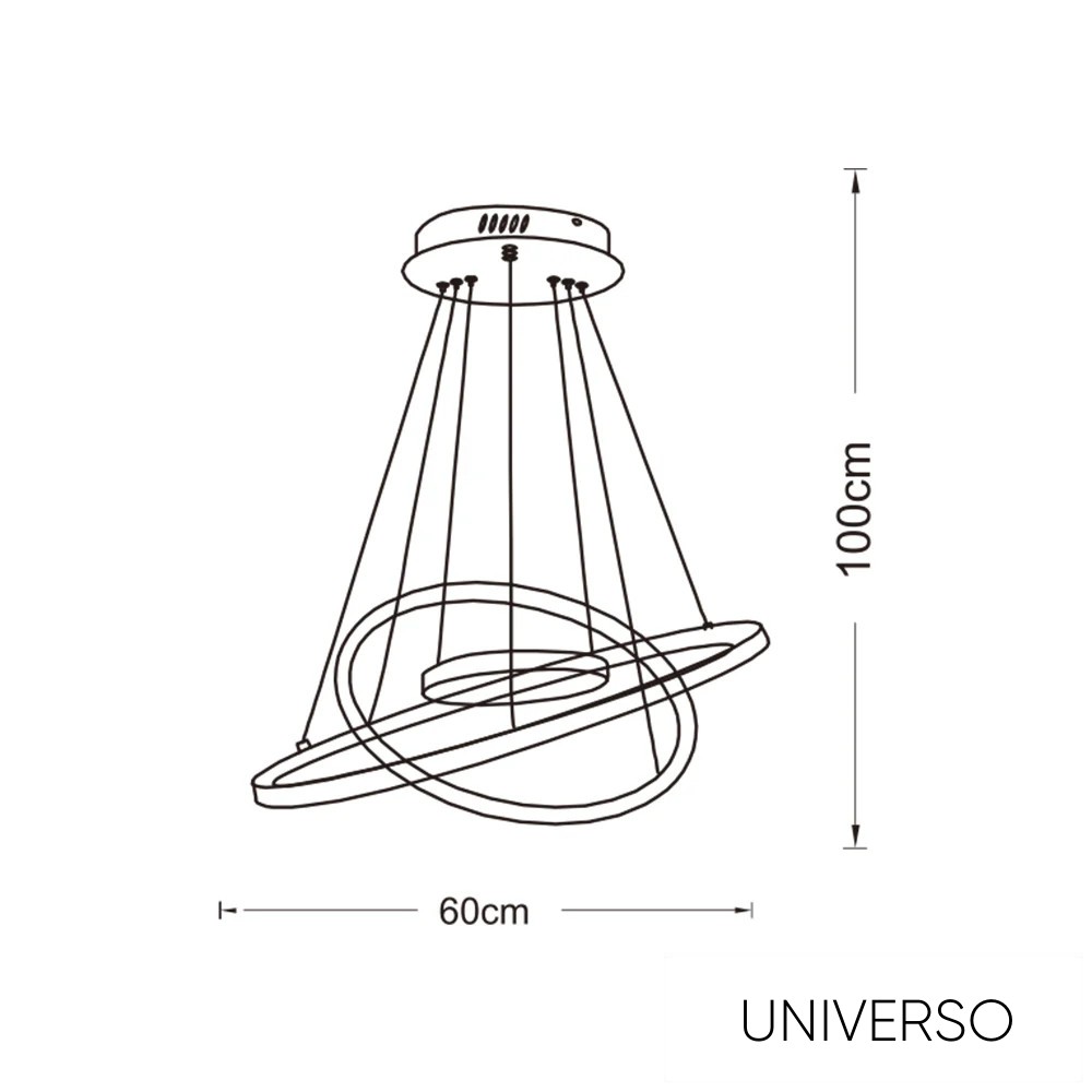 UNIVERSO Függeszték 51w 4080lm CCT kapcsolóval IP20 Fehér D600x1000mm
