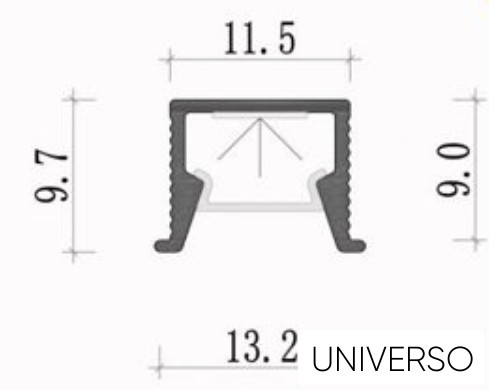 UNIVERSO süllyesztett aluprofil matt fehér fedlappal 2m