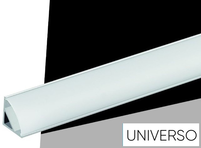 UNIVERSO sarokhoz aluprofil matt fehér fedlappal 45° 13x13x2000mm alumínium