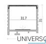 UNIVERSO LED aluprofil matt fehér fedlappal 2m 35x35mm