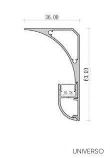 UNIVERSO Corner Line profil opál takaróval 10mm-es LED szalagnak Fehér 2000x36x60mm