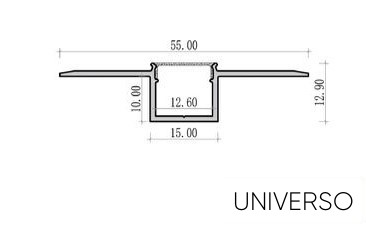 UNIVERSO Flexibilis süllyesztett aluprofil matt fehér fedlappal belső:12.6mm 1.5m