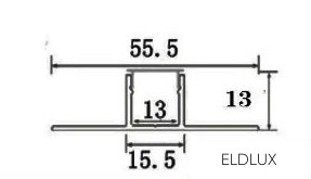 Alumínium profil+fedlap 2000x55x13mm