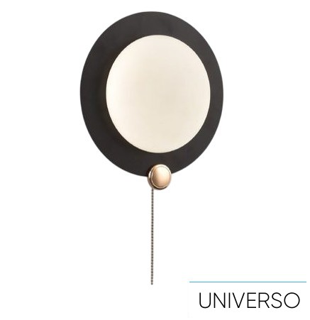 UNIVERSO Fali lámpa húzókapcsolóval 10w 550lm CCT.kap IP20 Fekete D249x90mm