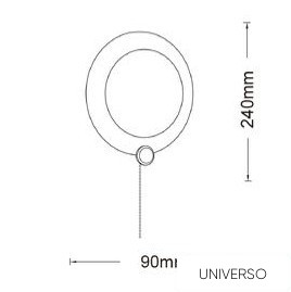 UNIVERSO Fali lámpa húzókapcsolóval 10w 550lm CCT.kap IP20 Fekete D249x90mm