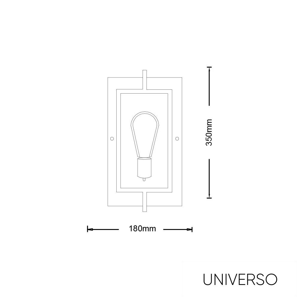UNIVERSO Fali lámpa e27 1xmax.60w IP20 réz/fekete 350x180mm 5év