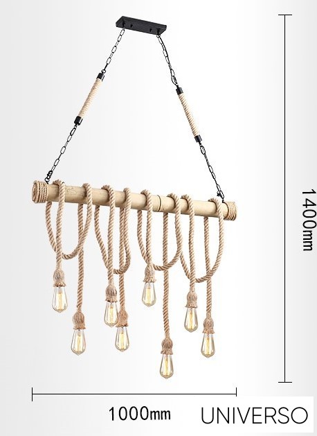 UNIVERSO Kender kötél csillár 8xE27 max. 240V ∅1000×1400mm fekete