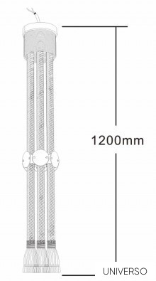 UNIVERSO Kender kötél csillár 6xE27 max. 240V 1200mm fekete