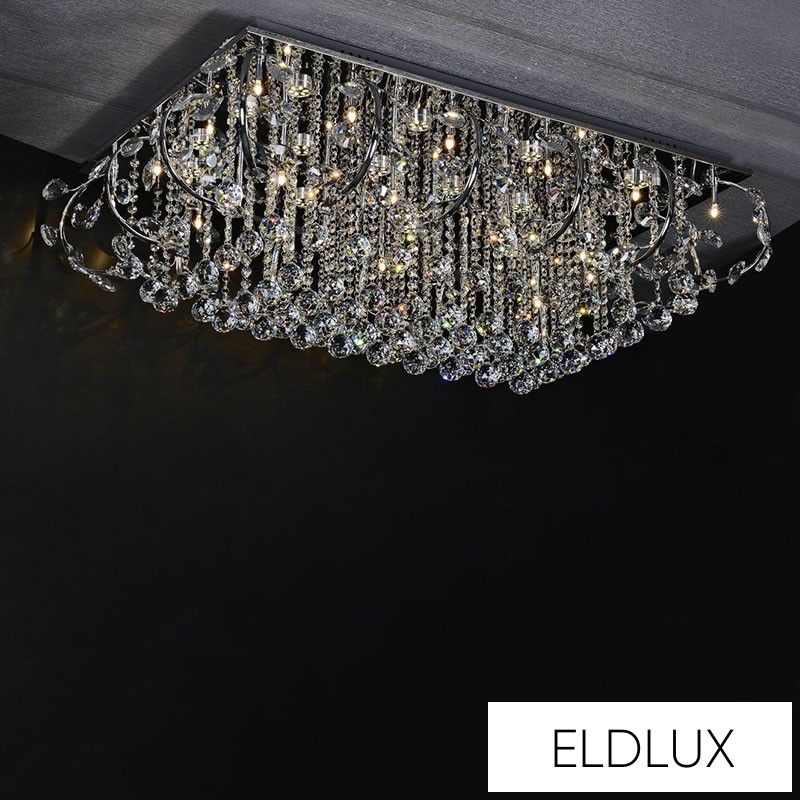 Kristály Üveg Mennyezeti Lámpa Króm LED 24×5W 4000k IP20 1050x700x340mm