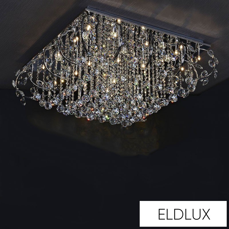 Kristály Üveg Mennyezeti Lámpa Króm LED 25×5W 4000k IP20 850x850x340mm