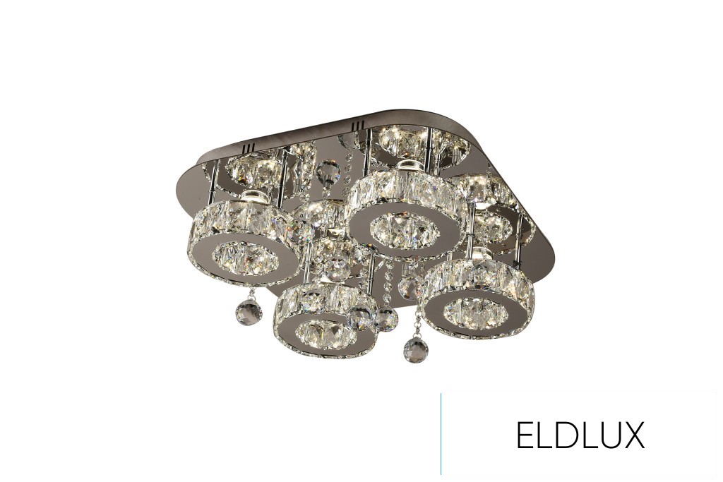 Kristály üveg mennyezeti lámpa 36w 2880lm CCT.T IP20 500x500x215mm Króm