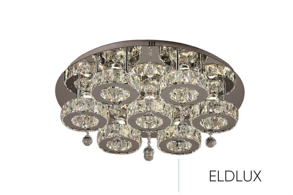 Kristály üveg mennyezeti lámpa 63w 5040lm CCT.T IP20 D700x215mm Króm