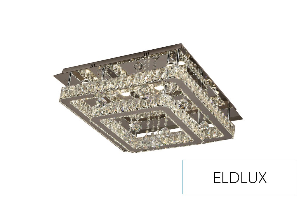 Kristály üveg mennyezeti lámpa 70w 5600lm CCT.T IP20 600x600x275mm Króm