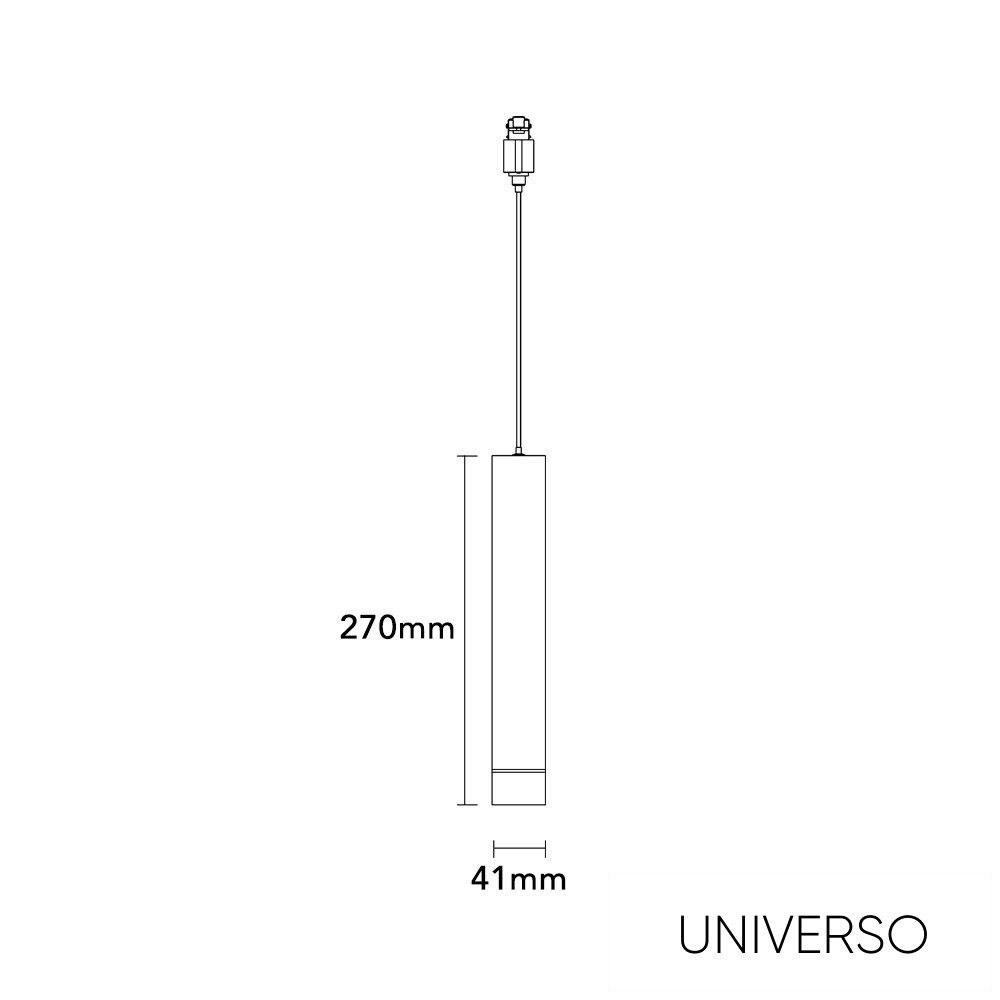 UNIVERSO Mágneses sínbe szerelhető függeszték DC:48V 8W 680LM 3000K RA90 IP20 D41x270mm Fekete
