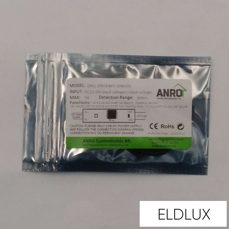 Sínbe beépíthető LED vezérlő közelségérzékelős kapcsoló és dimmer (DC:12/24V 5A)