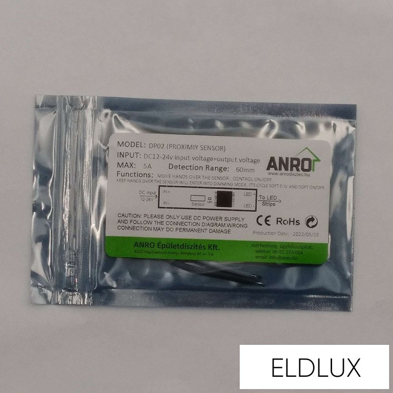 Sínbe beépíthető LED vezérlő közelségérzékelős kapcsoló és dimmer (DC:12/24V 5A)