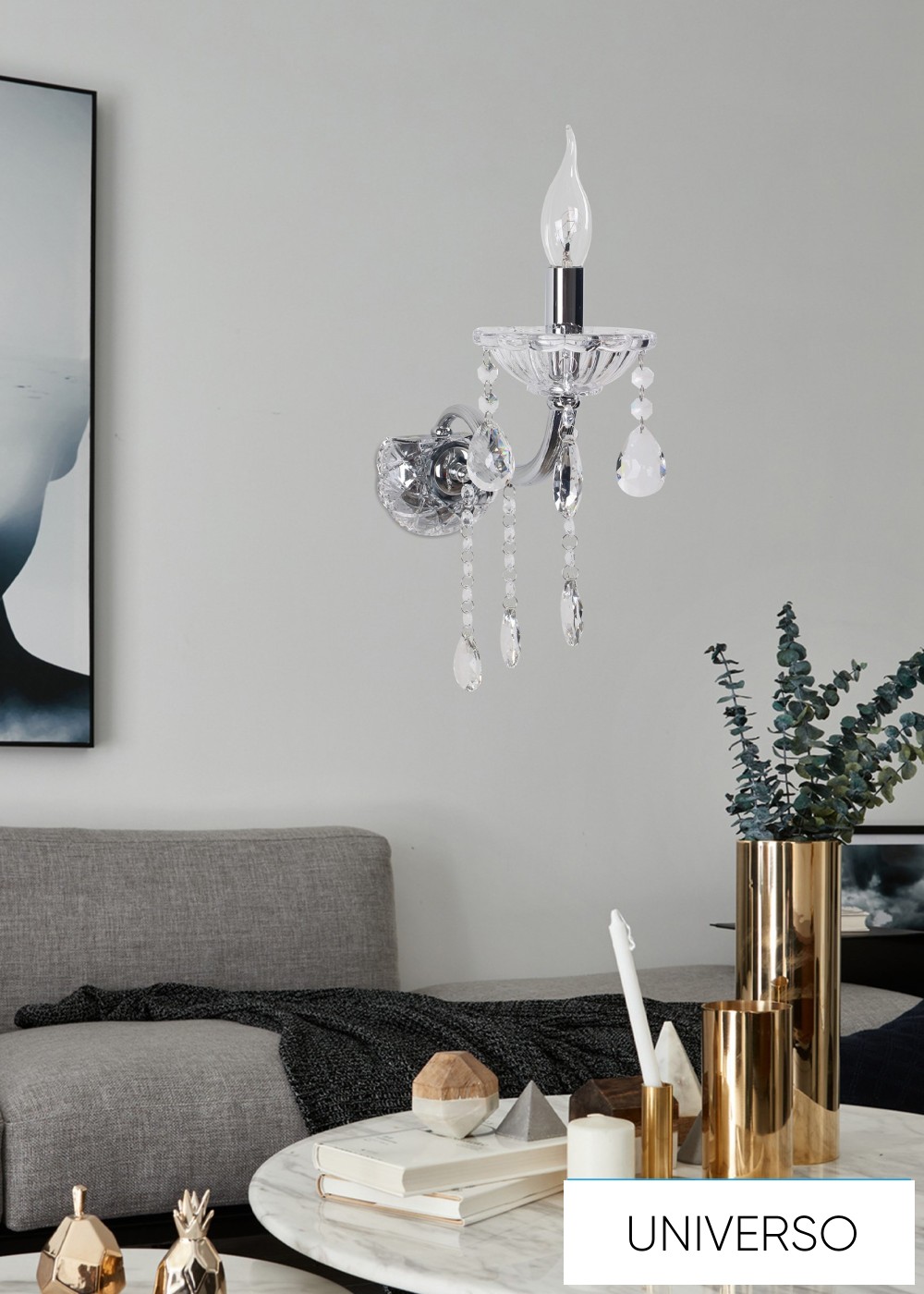 UNIVERSO Fali lámpa 1 karos 1xE14 Max.40W D25x36cm króm