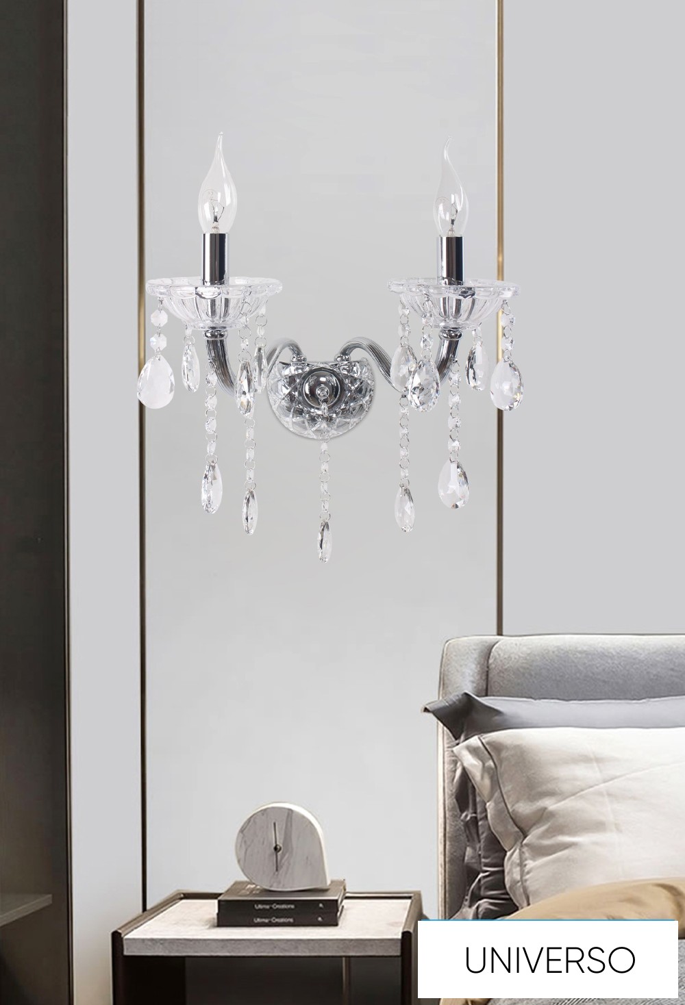 UNIVERSO Fali lámpa 2 karos 2xE14 Max.40W D29x36cm króm