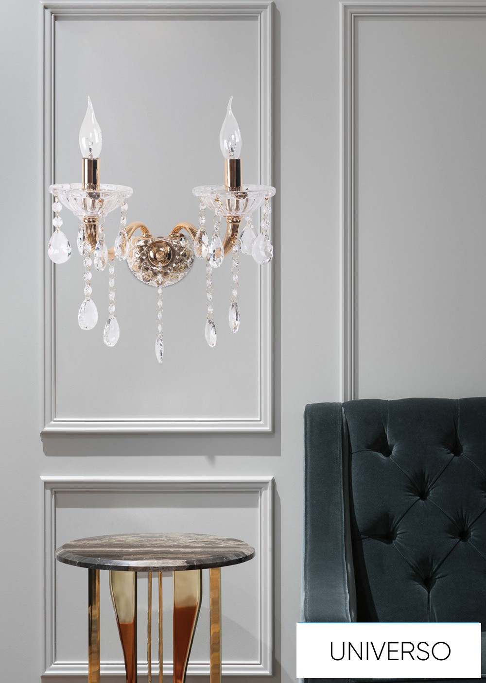 UNIVERSO Fali lámpa 2 karos 2xE14 Max.40W D29x36cm arany