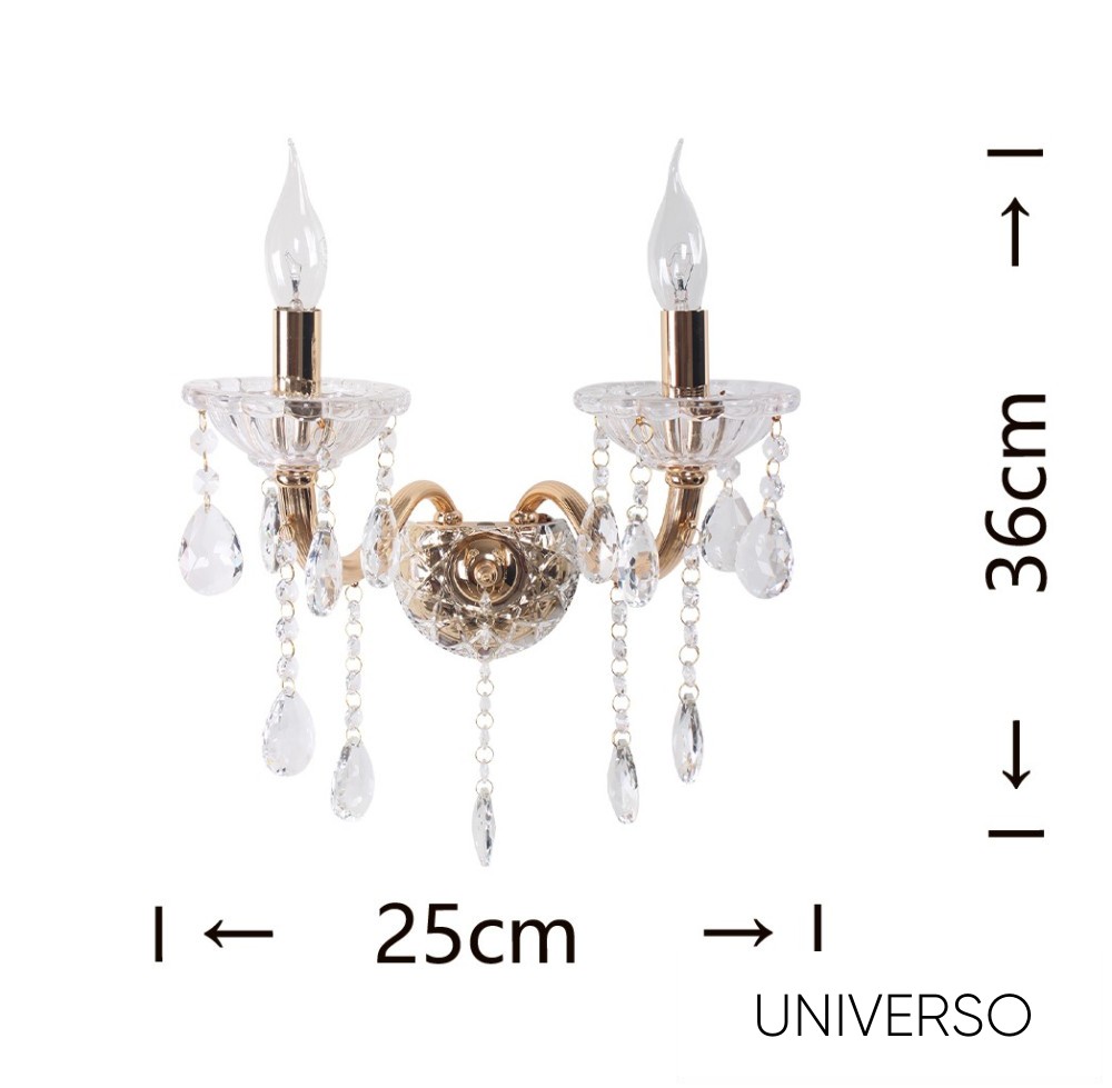 UNIVERSO Fali lámpa 2 karos 2xE14 Max.40W D29x36cm arany