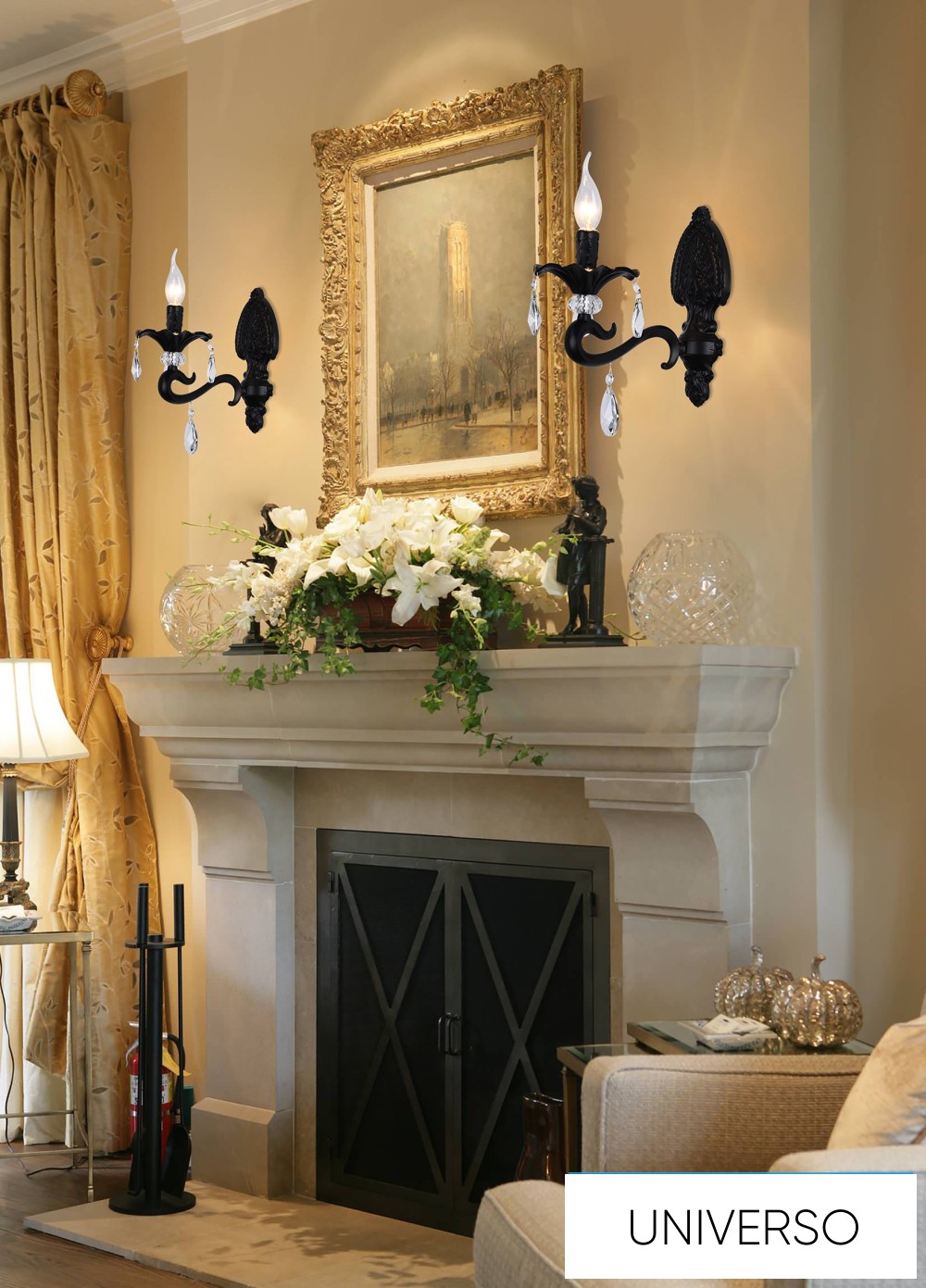 UNIVERSO Fali lámpa 1 karos 1xE14 Max.40W D28x31cm fekete