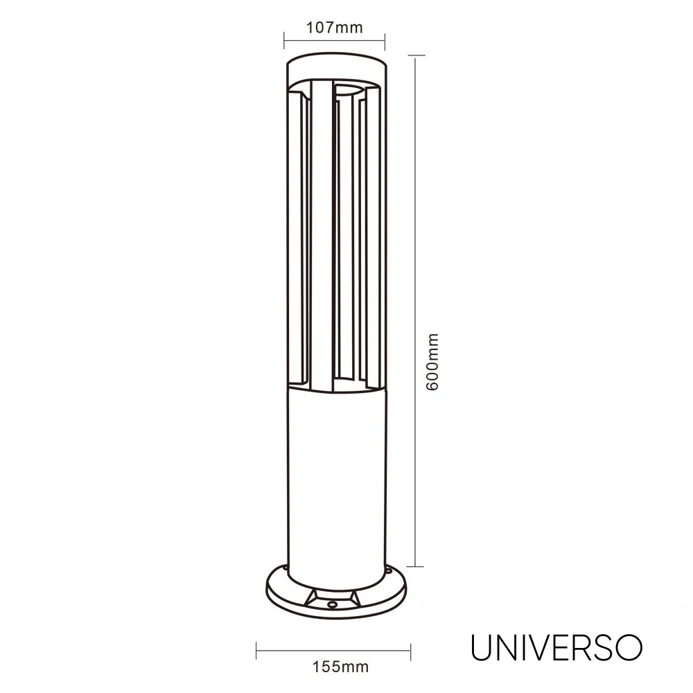 UNIVERSO kerti lámpa COB LED 12w 600lm 4000k IP65 ∅107/∅150×585mm fekete