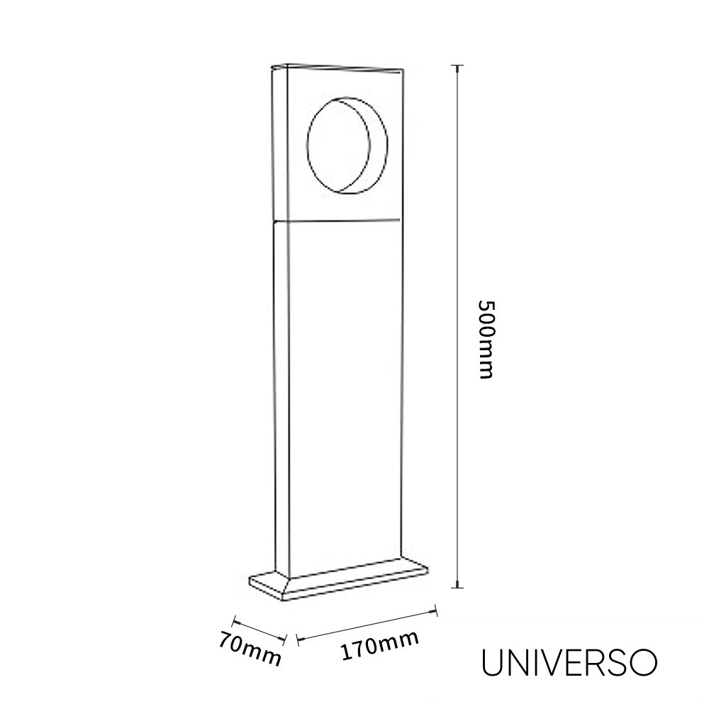 UNIVERSO kerti lámpa LED 12w 600lm 6500k IP65 170×70×500mm fehér
