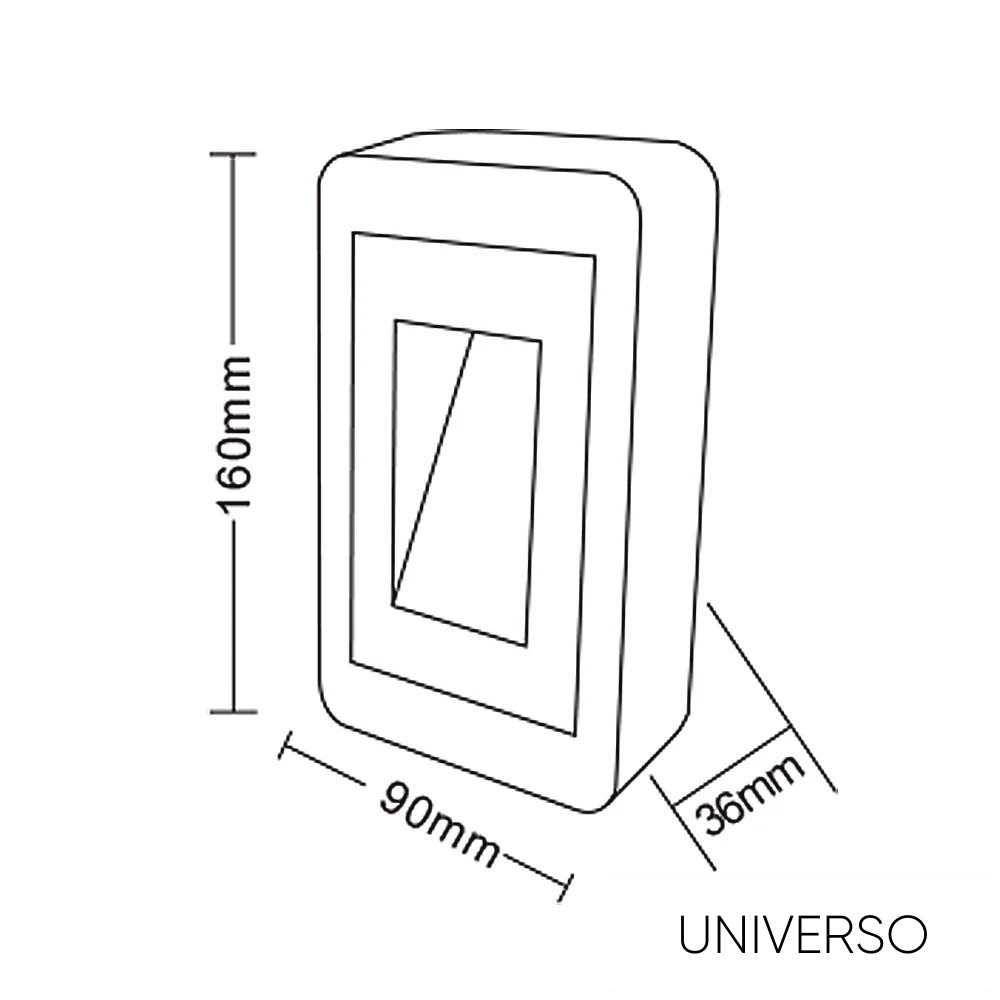 UNIVERSO Lábazati LED lámpatest 12w 1000lm 3000k 120° IP65 fekete 160x90x36mm