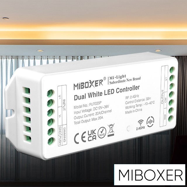 MIBOXER RF 2.4G CCT LED Szalaghoz Vezérlő DC:12-36V Max:20A
