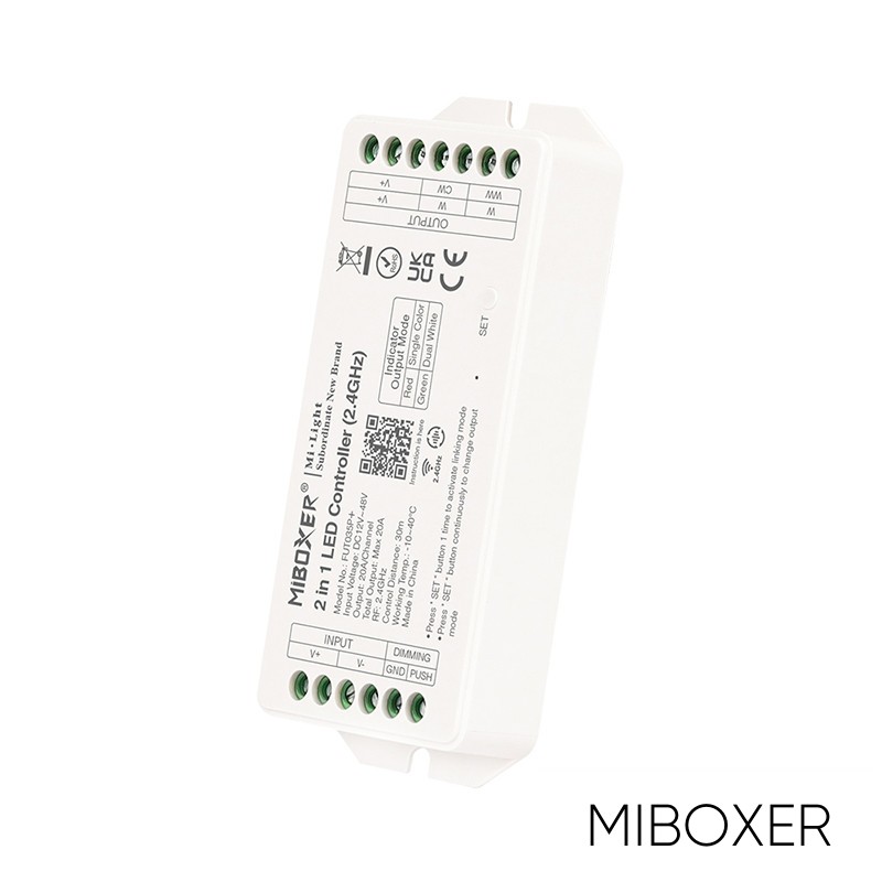 MIBOXER 2in1 RF 2.4G SIMA/CCT LED Szalaghoz Vezérlő DC:12-48V Max:20A