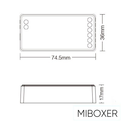 MIBOXER RF 2.4G RGBW LED Szalaghoz Vezérlő DC:12-24V Max:12A 6A/CH
