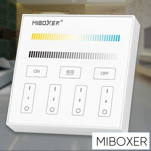 MIBOXER RF 2.4G CCT LED Szalaghoz Fali Távirányító 4 Zónás fehér