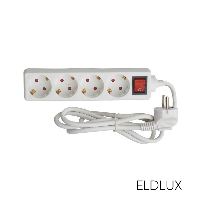 Hosszabbító kapcsolóval 4 aljzat 1.5m x 1.5㎟ IP20 fehér