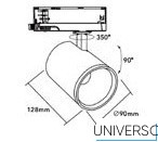 UNIVERSO Háromfázisú sínhez spotlámpa 40w 4650lm 4000k Ra90 38° IP20 Fehér D90x128mm 5év