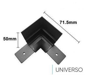 UNIVERSO Mágneses falon kívüli sínrendszer sarokelem 71.5x71.5x50mm Fekete