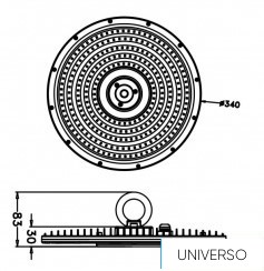 UNIVERSO Csarnok világítás 150w 13500lm 6500k D340x83mm IP65 fekete