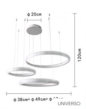 UNIVERSO Függeszték 60w 4800lm 3000k IP20 fehér 630+490+380mm