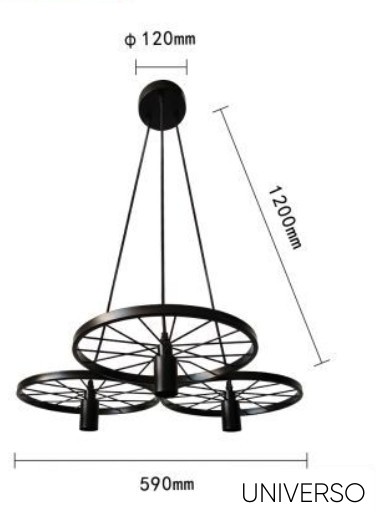 UNIVERSO Függeszték 3xE27 IP20 D590x1200mm fekete