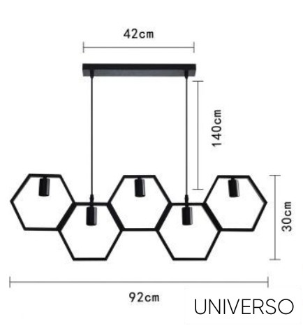 UNIVERSO Függeszték 5xE27 IP20 920x1400mm fekete