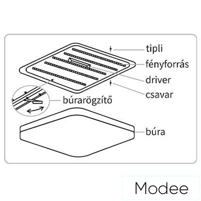 MODEE Mennyezeti LED Lámpa A-C204 2x48W 3CCT 510x510x75mm + rem. (9120 lumen)