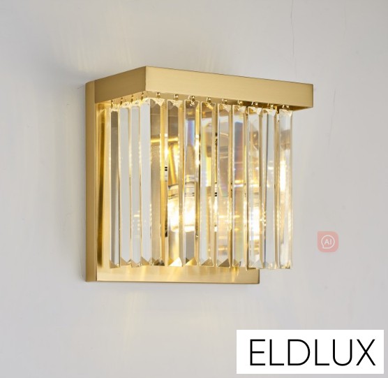 ELDICICLE kristály üveg fali lámpa E14×2 L250x250mm arany