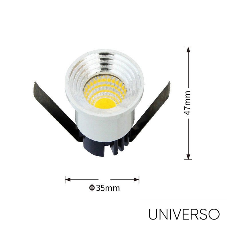 UNIVERSO mini spot lámpatest 3w 6500K 300lm 30° IP20 ∅35×47mm ezüst