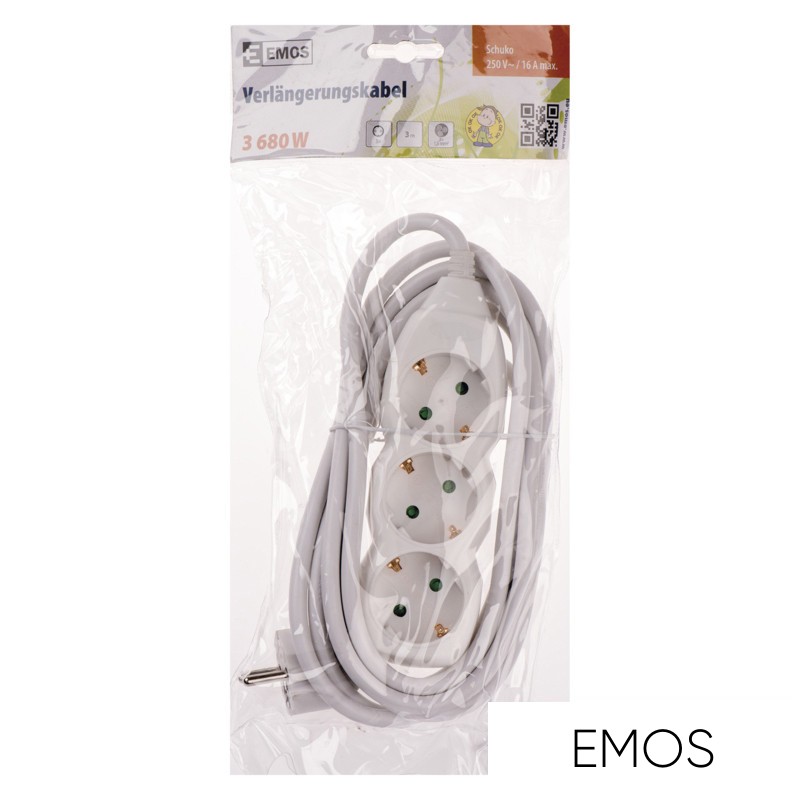 EMOS elosztó (hosszabbító) 3 aljzat 3m 1.5mm²